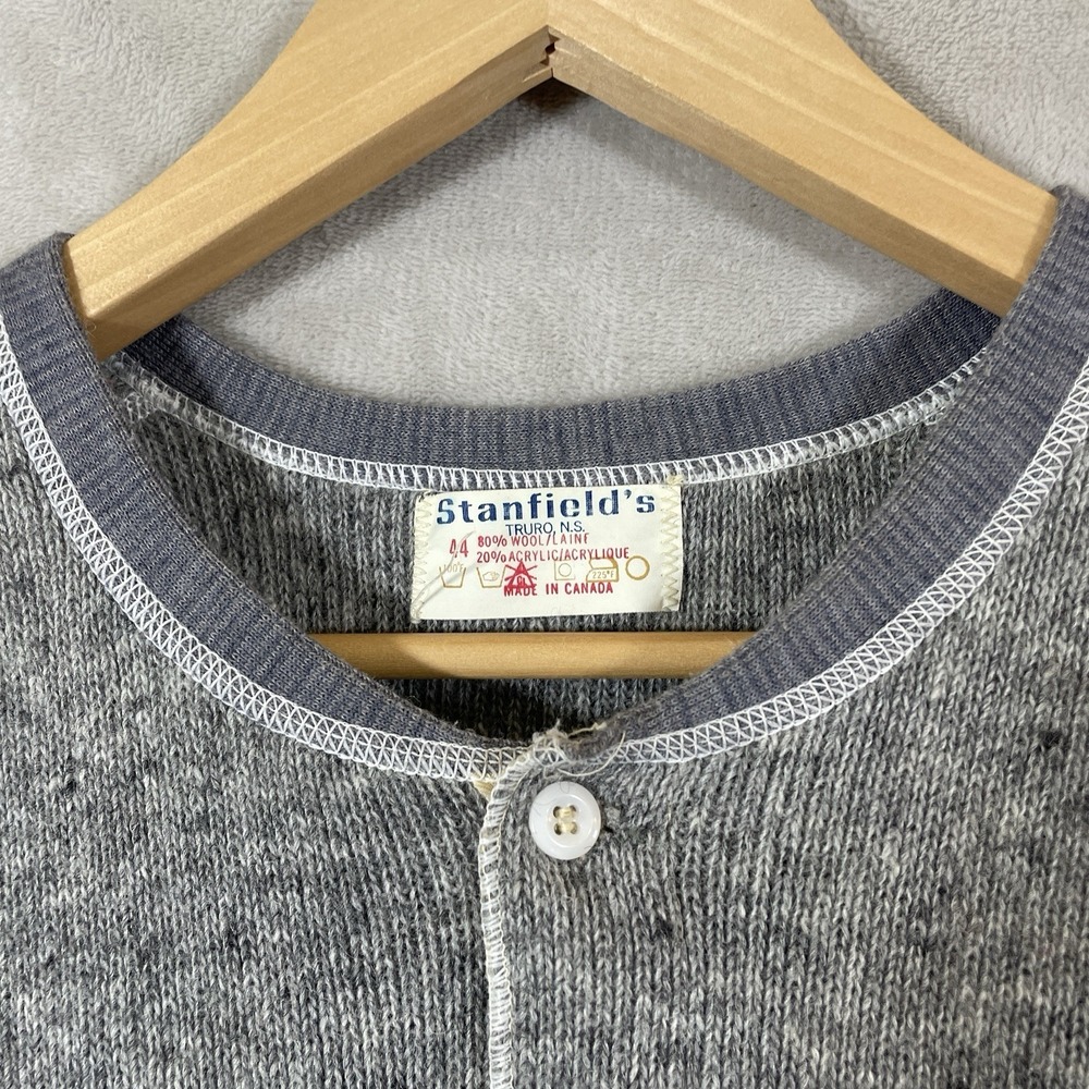 Vintage 70s 80s Stanfields Heavyweight Wool Union Suit Thermal Underwear Size 44 - Picture 5 of 13